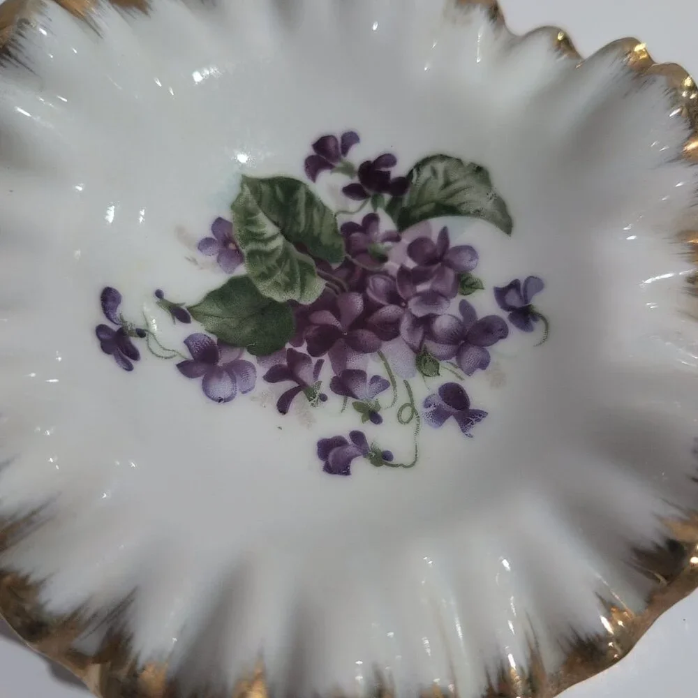 Vintage Napco China Hand-painted Dish With Scalloped Edges #S1197 Floral Design - Picture 2 of 4
